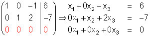 f_0018: Matrix eines linearen Gleichungssystems mit unendlich vielen Lösungen