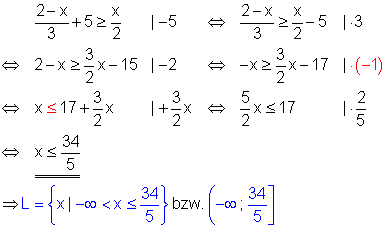 beispiel1: Lösungsbeispiel einer linearen Ungleichung