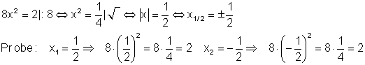beispiel_1: Lösung der quadratischen Gleichung durch einfaches Wurzelziehen.
