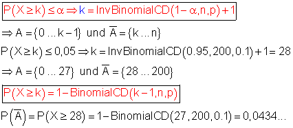 A1_1: Berechnung des Ablehnungsbereichs und Überprüfung des tatsächlichen Signifikanzniveaus